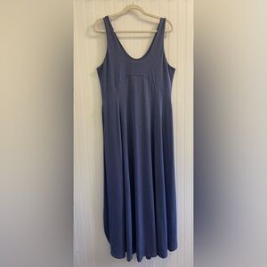 Halara U Neck Backless Split Flowy Maxi Casual Sleeveless Tank Dress Blue L